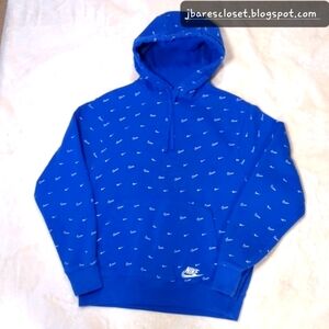 Nike | Men's All Over Print‎ Hoodie Size Small Royal Blue/White